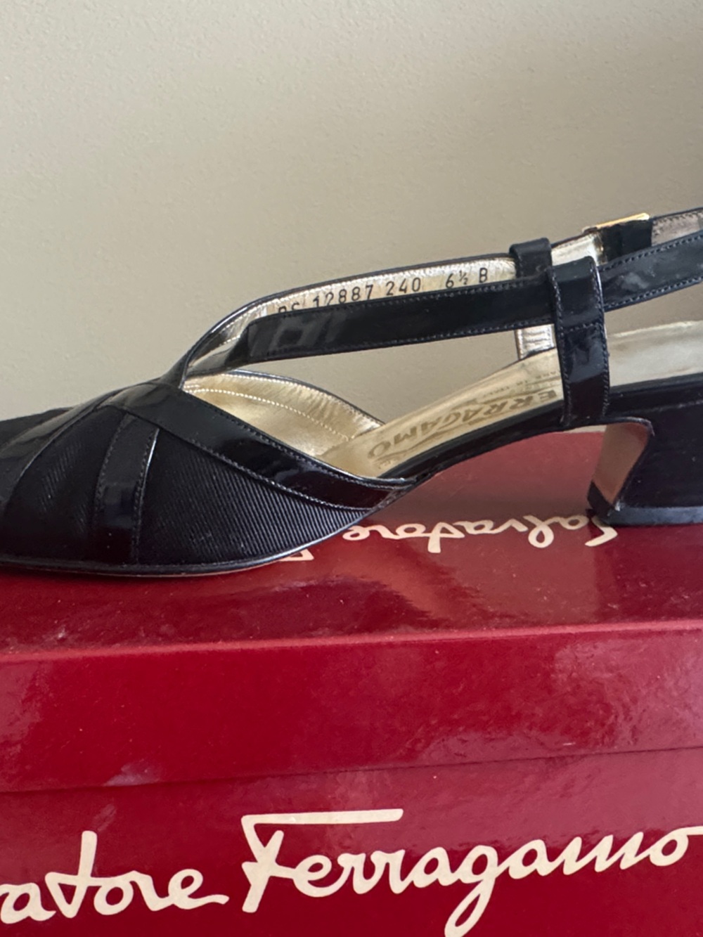 Salvatore Ferragamo Black Crisscross Slingback Dress Shoes - Picture 3 of 10